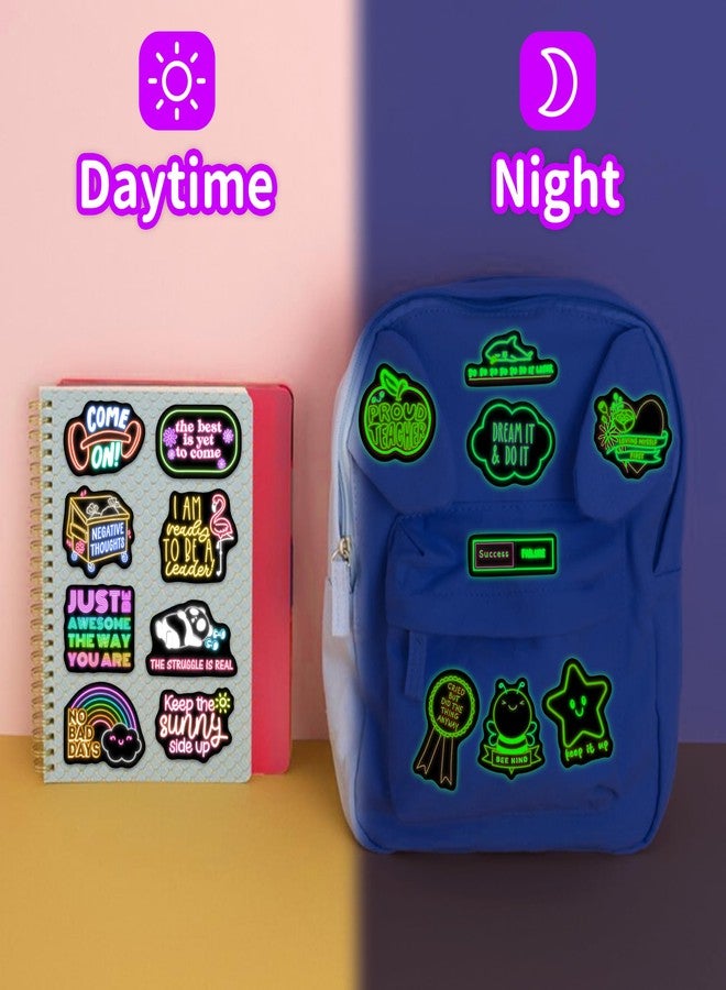 Robmoda 50 Pcs Glow in The Dark Neon Inspirational Quotes Kids Stickers for Water Bottle, Cute Waterproof Vinyl Positive Motivational Phrases Laptop Decals, Boys Girls Skateboard Phone Case Decorations - Image 4